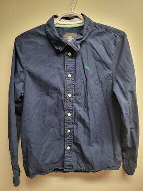 H&M L.O.G.G. Navy Button-Down Shirt 14Y